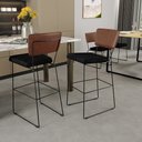 Ver imagem 2 de Kit 03 Banqueta Alta Cozinha Sala Jantar Allana L02 Couríssimo Marrom Linho Chumbo - Lyam Decor