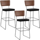 Ver imagem 1 de Kit 03 Banqueta Alta Cozinha Sala Jantar Allana L02 Couríssimo Marrom Linho Chumbo - Lyam Decor
