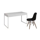 Ver imagem 6 de Mesa De Escritório Industrial Branca 137X53Cm Base Ferro Branco Com 1 Cadeira Preta