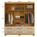 Ver imagem 4 de Guarda Roupa Casal New Kansas com Espelho e Armário Multiuso New Egito Carvalho Americano Off White 