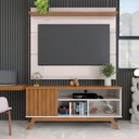 Ver imagem 1 de Rack com Painel para Tv até 55 Polegadas Luxe 1 Porta 1 Prataleira Off White/freijó - Panorama Móvei