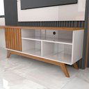 Ver imagem 6 de Rack com Painel para Tv até 55 Polegadas Luxe 1 Porta 1 Prataleira Off White/freijó - Panorama Móvei