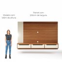 Ver imagem 4 de Painel para Tv até 75 Polegadas 3 Gavetas 1 Prateleira com Ripado Copiapó - Cinamomo / Off White