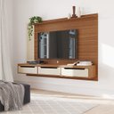 Ver imagem 1 de Painel para Tv até 75 Polegadas 3 Gavetas 1 Prateleira com Ripado Copiapó - Cinamomo / Off White