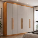 Ver imagem 1 de Guarda Roupa Casal CR35508 6 Portas de Bater 6 Gavetas MDF Laqueado Madeirado-Off White Multimóveis