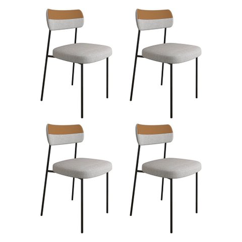 Kit 04 Cadeiras Sala de Jantar Lila Couríssimo Whisky Linho Cinza - Abmaza
