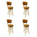 Ver imagem 1 de Kit 4 Banquetas Bar Bancada Média Altura 65cm Cor Dourado Fosco Giratória Encosto Estofado Assento C