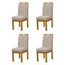 Ver imagem 1 de Kit 4 Cadeiras Blend Estofadas Pés Madeira Maciça Sala Jantar Moderna Premium Luxo Conforto - Bege