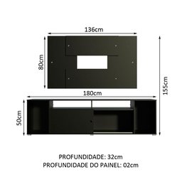 Rack Madesa Cancun e Painel para TV até 58 Polegadas - 4