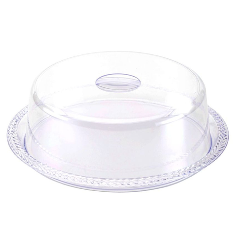Porta Bolo Acrílico Cristal Com Tampa Trançado 34x11cm Keita