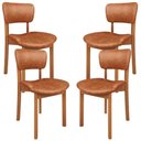 Ver imagem 1 de Kit 04 Cadeiras para Sala de Jantar Cozinha Living Estofada Dara L02 Couríssimo Camel - Lyam Decor