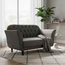 Ver imagem 1 de Namoradeira Decorativa Dália Suede Cinza 2 Lugares Pés Madeira Mz Decor