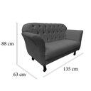 Ver mais imagens de Namoradeira Decorativa Dália Suede Cinza 2 Lugares Pés Madeira Mz Decor