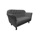 Ver imagem 4 de Namoradeira Decorativa Dália Suede Cinza 2 Lugares Pés Madeira Mz Decor