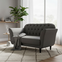 Ver imagem 2 de Namoradeira Decorativa Dália Suede Cinza 2 Lugares Pés Madeira Mz Decor