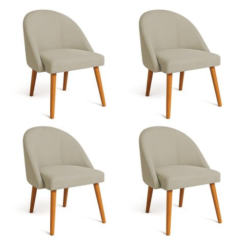 Kit 04 Cadeiras Poltrona de Jantar Luna Suede Pés Palito Castanho - Pallazio