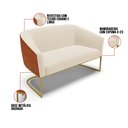 Ver imagem 3 de Sofá Namoradeira 2 Lug Industrial Dourado Stella Noz/linho Bege D03 - D’Rossi