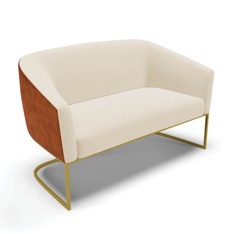 Sofá Namoradeira 2 Lug Industrial Dourado Stella Noz/linho Bege D03 - D’Rossi