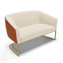 Ver imagem 1 de Sofá Namoradeira 2 Lug Industrial Dourado Stella Noz/linho Bege D03 - D’Rossi