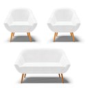 Ver imagem 1 de Kit 01 Namoradeira 02 Lugares e 02 Poltronas Giovana Corano Pés Palito Castanho - D’Rossi - Branco