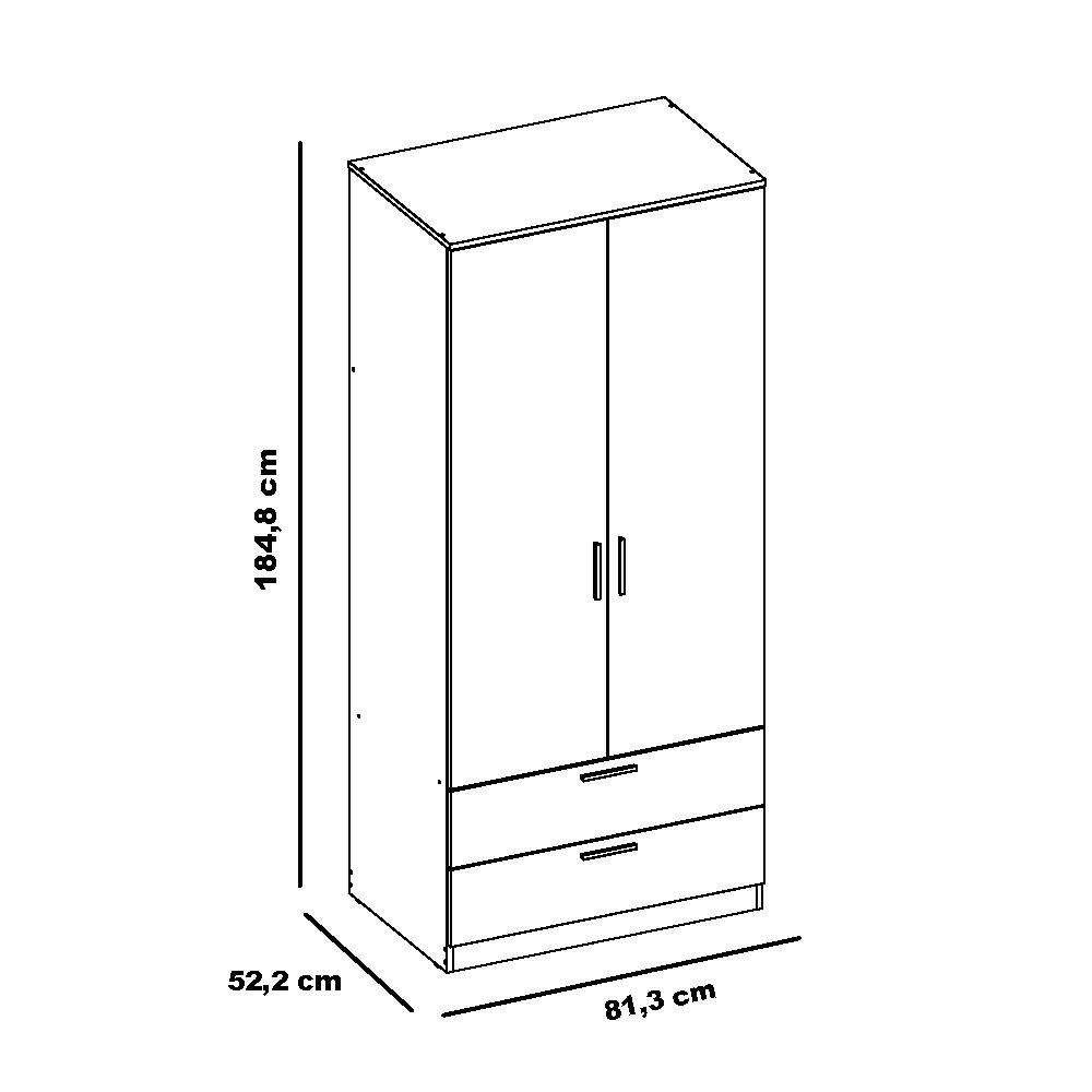 Guarda-Roupa 2 Portas 2 Gavetas Sleep Cinza Caemmun - 7