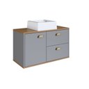 Ver imagem 2 de Gabinete de Banheiro 80cm 100% MDF com 1 Porta e 2 Gavetas com Cuba Lívia Yescasa Cinza/Freijó/Urbi