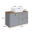 Ver imagem 3 de Gabinete de Banheiro 80cm 100% MDF com 1 Porta e 2 Gavetas com Cuba Lívia Yescasa Cinza/Freijó/Urbi