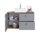 Ver imagem 4 de Gabinete de Banheiro 80cm 100% MDF com 1 Porta e 2 Gavetas com Cuba Lívia Yescasa Cinza/Freijó/Urbi