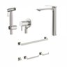 Kit Banheiro Prata Escovado: Torneira Atenas Alta, Ducha Higiênica e Acessórios 4 Peças - 1