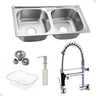 Kit Cuba Gourmet Dupla Inox com Acessórios e Torneira Gourmet Vip Parede Cromada - 1