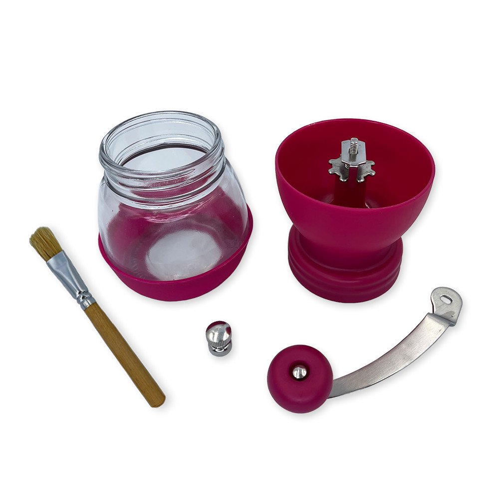 Moedor de Café Manual Vidro Plastico Inox Ceramica - Rosa - 7