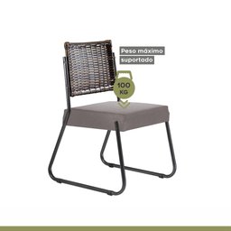 Conjunto Sala de Jantar Mesa Espanha 90cm com 4 Cadeiras em Aço e Junco Madri Mais Decor Linho Claro - 8