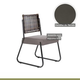 Conjunto Sala de Jantar Mesa Espanha 90cm com 4 Cadeiras em Aço e Junco Madri Mais Decor Linho Claro - 7