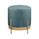 Ver imagem 1 de Puff Redondo Ágar em Linho e Base Metal Dourado Agarb Decor:linho Azul