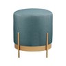 Puff Redondo Ágar em Linho e Base Metal Dourado Agarb Decor:linho Azul - 1