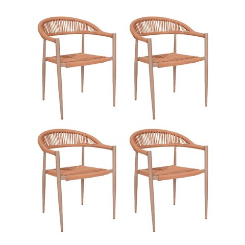 Kit com 4 Cadeiras em Alumínio e Corda Náutica Laguna