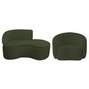 Ver imagem 2 de Kit Divã Recamier Orgânico Marrocos 150cm Lado Direito e 1 Poltronas Amore Linho Verde
