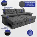 Ver imagem 2 de Sofá Retrátil e Reclinável 2,40m com Molas e Espuma D33 Thunder Velusoft Cinza Cama Inbox