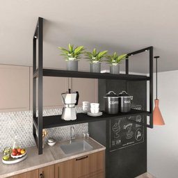 Nicho Industrial Suspenso para Cozinha - Prateleira Decorativa - 1