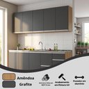Ver imagem 3 de Armário de Cozinha Balcão Maceió 5 Portas MDF-MDP Amêndoa Grafite Milani Movelaria
