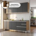 Ver imagem 4 de Armário de Cozinha Balcão Maceió 5 Portas MDF-MDP Amêndoa Grafite Milani Movelaria