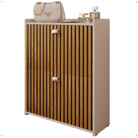 Sapateira Quarto Vertical Organizadora 12 Pares Calçados Prateleira Gavetas Basculante Fendi/ripado
