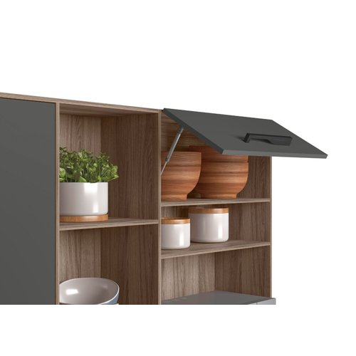 Kit Cozinha Hortelã 8 Portas Carvalho Nature/Chumbo - Nicioli