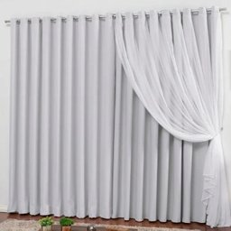 Cortina Blackout Com Voil Privilegio 2,00m x 1,80m - Cinza - 2