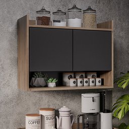 Armário de Cozinha Aéreo 70,5 Cm 2p com Nicho Colin Freijó/preto M12 - D'Rossi - 2 Armário de Cozinha Aéreo 70,5 Cm 2p com Nicho Colin Freijó/preto M12 - D'Rossi - 2