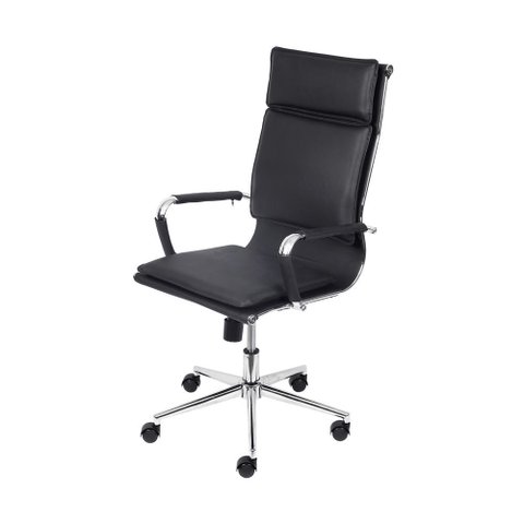 Cadeira de Escritório Giratoria Eames Soft Preta - Alta | Cromado
