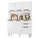 Ver imagem 1 de Armário para Cozinha Kit Pop 120 Cm 6 Portas 2 Gavetas Branco Fosco Brilho - Zanzini