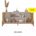 Ver imagem 4 de Buffet Balcão Aparador 4 Portas 1,81m Pés Madeira Maciça Tampo Chanfrado Selene Off White/Cinamomo