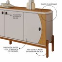 Ver imagem 6 de Buffet Balcão Aparador 4 Portas 1,81m Pés Madeira Maciça Tampo Chanfrado Selene Off White/Cinamomo