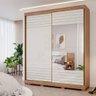 Guarda Roupa 2 Portas com Espelho Luana Cinamomo Off White 202cm Panan - 9